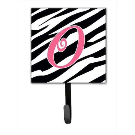 Jensendistributionservices 4.25 x 6 in. Letter O Initial Monogram Zebra Stripe and Pink Leash Or Key Hook MI1712609